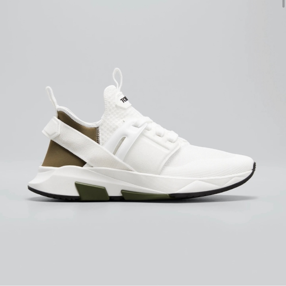 Tom Ford White & Khaki Jago Sneakers - Size 39.5EU (box included) - Picture 2 of 13